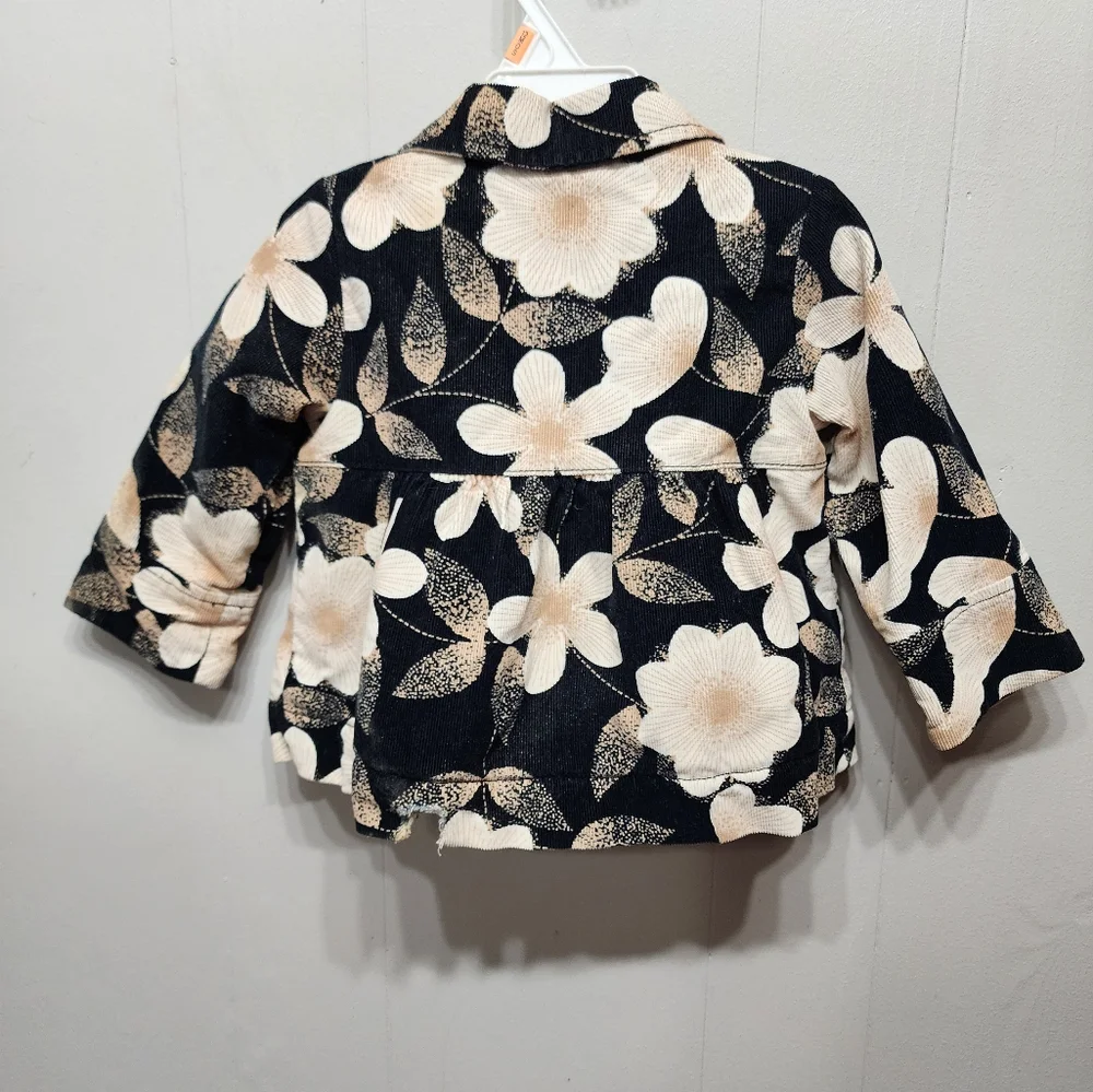 Baby‎ Gap Jacket 18 - 24 Months Button Front Corduroy Floral Black Cream B974